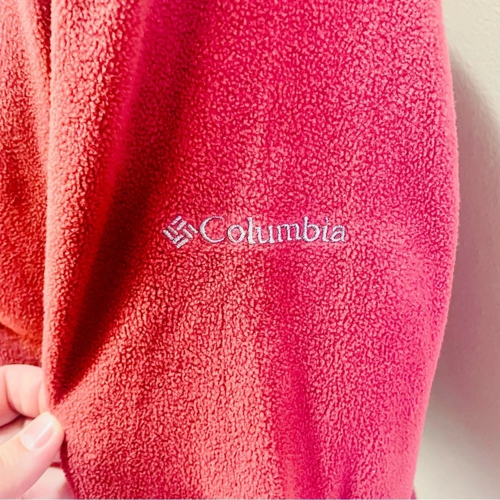 Columbia Muted Red Quarter-Zip Fleece Pullover Medium